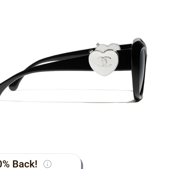 CHANEL Black Sunglasses with Heart Decor - Picture 1 of 15